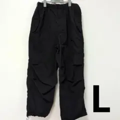 【GU】パラシュートパンツ ブラック Lサイズ 349117 ワイドカーゴ