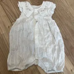 赤ちゃん本舗　ホワイト フリル刺繍ロンパース 80cm