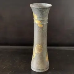 秦蔵六 造 鍍金銅製 素帯觚式 塗金銅花器 花器 花瓶 一輪挿 置物 茶道具 秦蔵六 造 鍍金銅製 素帯觚式 塗金銅花器 花器 花瓶 一輪挿 置物