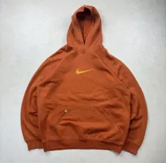 00s NIKE オレンジ フーディ　センターロゴarchive y2k