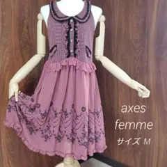 axes femme ドッキングワンピース フリル フレア 薔薇柄