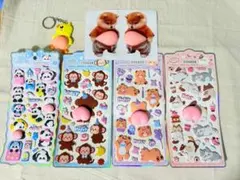 おしりシール4枚、柴犬おなかシール2匹セット➕ キーホルダー 1個