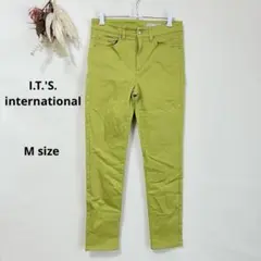 イッツインターナショナル　カラースキニーパンツ　M イエローグリーン　デニム
