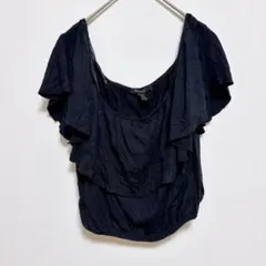 極美品 フォーエバートゥエンティワン ラッフルスリーブブラウス 