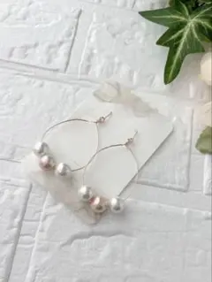 No.118 グラデーションパールのフープピアス