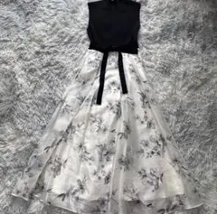 マーキュリーデュオ フラワードッキングノースリワンピース黒M極美品