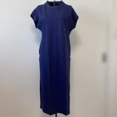 【新品】UNIQLOネイビー 半袖 ロングワンピース Mサイズ