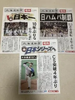 【超希少】　大谷翔平　表紙　北海道日本ハムファイターズ 号外　新聞セット2016のサムネイル