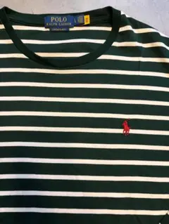 ほぼ新品ラルフローレンボーダーロングスリーブTシャツ　グリーン/ホワイト