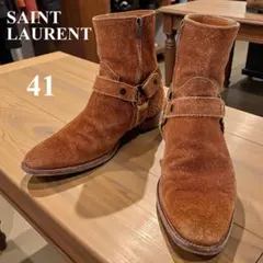SAINT LAURENT リングブーツ26.5 スウェードレア41