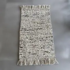 ヘリンボーン柄 ジュートラグ 天然素材 ブラック×ベージュ(約120×165