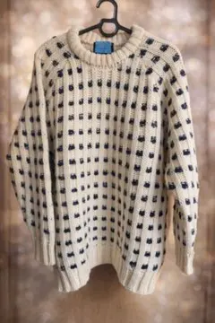 LAWTON U.S.A スクエア調柄 ニット セーター L 古着 ヴィンテージ