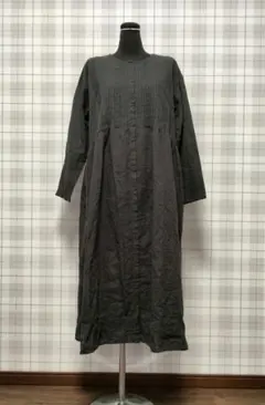 SamansaMos2/SM2❁リネン混長袖ピンタックレースワンピース❁ゆったり