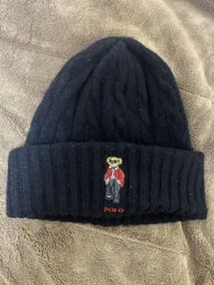 POLO ラルフローレン　ニット帽 テディベア　黒