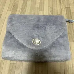 ビジュー付き フェイクファー クラッチバッグ 結婚式 謝恩会 お呼ばれ