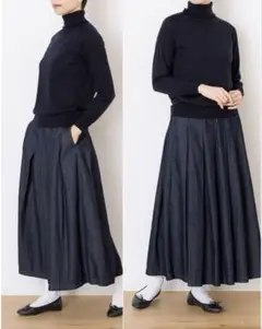 美品 23AW スタンプアンドダイアリー デニムタックスカート ワンウォッシュ
