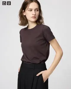 【新品】UNIQLO U クルーネックT ダークブラウン　XL