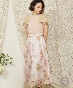 Noela＊配色ライン花柄スカート