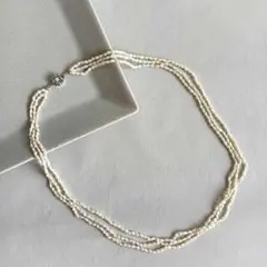 淡水パール ３連 ネックレス ホワイト 結婚式/二次会