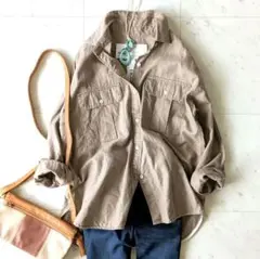 ティッカ　TICCA　シャツ　ベージュ　長袖　リネン　テンセル　コットン