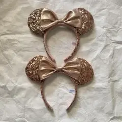 ディズニー　ミニー　ピンク　スパンコール　カチューシャ　2点セット