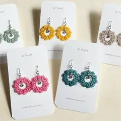ハンドメイド タティングレース ピアス イヤリング