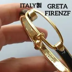 ★ITALY製★ GRETA グレタ　　ブラック革 黒と金のバングル