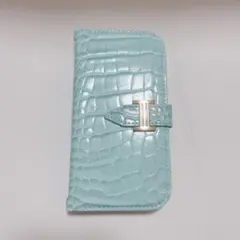 らくらくスマートフォン F-52B ケース手帳型 柄 革 ブルー グリーン