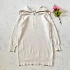 【近年モデル】セルフォード ジップアップニットワンピース ホワイト 白 23AW