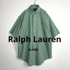 良色　グリーンギンガムチェック　ボタンダウン　半袖シャツ BLAIRE