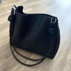 【美品】黒 合成皮革 ショルダーバッグ トート型