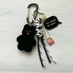じゃらじゃらキーホルダー ＆ mojojojo 黒うさぎ セット ブラック 花