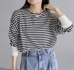 PUAL CE CIN ピュアルセシン 万能レイヤードカットソー　ボーダー