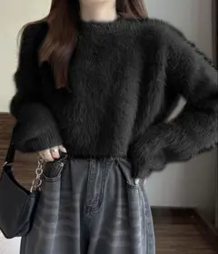 Girly Doll クロップド丈シャギーニット