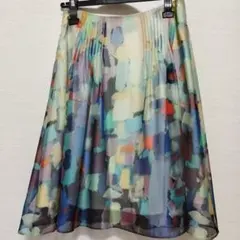 新品タグ付き　フレアスカート マルチカラー 膝丈 シフォン