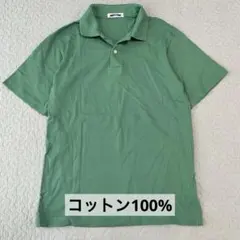 ポロシャツ グリーン M 日本製 コットン100 ゴルフ 緑 爽やか