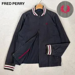 FRED PERRY フレッドペリー ダブルジップブルゾン ストライプ グレーのサムネイル