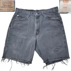 Levi's 550 ブラックデニムショーツ ヒゲ 雰囲気◎ サイズ36