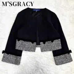 極美品✨エムズグレイシー　ジャケット　ノーカラー　リボン　カメリア　38 M 極美品✨エムズグレイシー ジャケット ノーカラー リボン カメリア 38