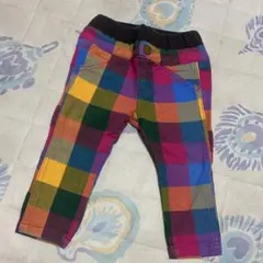 マルチカラー チェック柄 パンツ　80