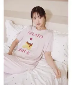 ケーキワンポイントTシャツ&ハート柄ロングパンツセット ジェラート