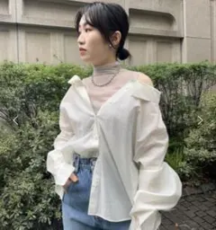 【新品タグ付き】フレイアイディ シアータートルコンビシャツのサムネイル