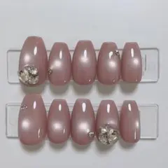 【現品】ネイルチップ 韓国風 マグネット シンプル ハート ビジュー 上品