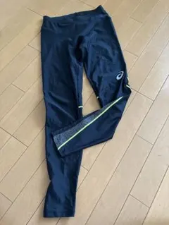 asics ランニングタイツ ブラック×イエローのサムネイル
