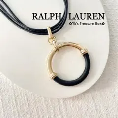 S825/RALPH LAUREN/希少/ブラックレザーゴールドフープネックレスのサムネイル
