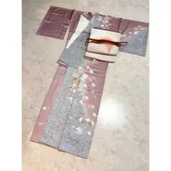 美品未着用 4点フルセット 正絹 駒刺繍 雪輪枝花文 たたき染め 金彩 訪問着