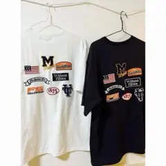 Tシャツ 2枚セット ワッペン バックプリント 半袖 ストリート系 カジュアル