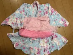 花柄浴衣 サイズ130 水色・ピンク