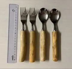 木製ハンドル カトラリーセット 4点