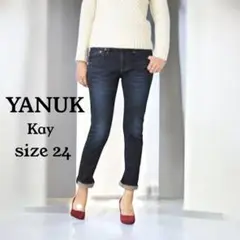 【美品】YANUK〈Kay〉ヤヌーク リラックスドスリム テーパードパンツ 24